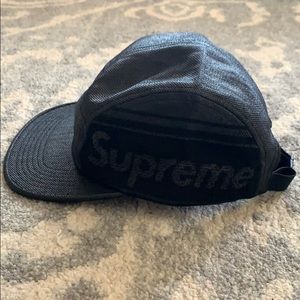 Supreme 5-Panel Dark Grey & Black Adjustable Hat